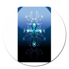 Glossy Blue Cross Live Wp 1 2 S 307x512 Magnet 5  (round) by ukbanter