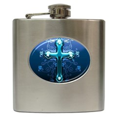 Glossy Blue Cross Live Wp 1 2 S 307x512 Hip Flask