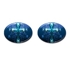 Glossy Blue Cross Live Wp 1 2 S 307x512 Cufflinks (oval) by ukbanter