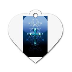 Glossy Blue Cross Live Wp 1 2 S 307x512 Dog Tag Heart (two Sided)