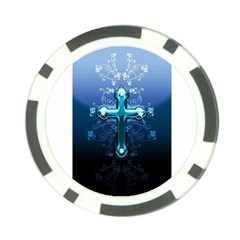 Glossy Blue Cross Live Wp 1 2 S 307x512 Poker Chip (10 Pack)