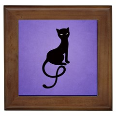 Purple Gracious Evil Black Cat Framed Ceramic Tile