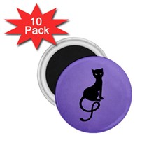 Purple Gracious Evil Black Cat 1 75  Button Magnet (10 Pack) by CreaturesStore