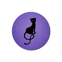 Purple Gracious Evil Black Cat Drink Coaster (round) by CreaturesStore