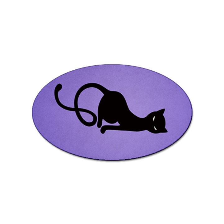 Purple Gracious Evil Black Cat Sticker (Oval)