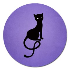 Purple Gracious Evil Black Cat Magnet 5  (round)