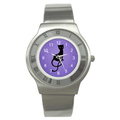 Purple Gracious Evil Black Cat Stainless Steel Watch (slim) by CreaturesStore