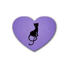 Purple Gracious Evil Black Cat Drink Coasters 4 Pack (heart)  by CreaturesStore