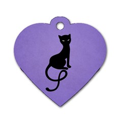 Purple Gracious Evil Black Cat Dog Tag Heart (two Sided) by CreaturesStore