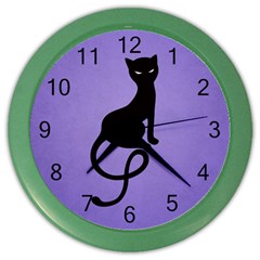 Purple Gracious Evil Black Cat Wall Clock (color) by CreaturesStore