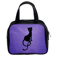 Purple Gracious Evil Black Cat Classic Handbag (two Sides)