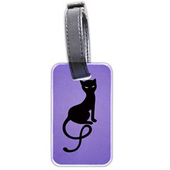 Purple Gracious Evil Black Cat Luggage Tag (two Sides) by CreaturesStore