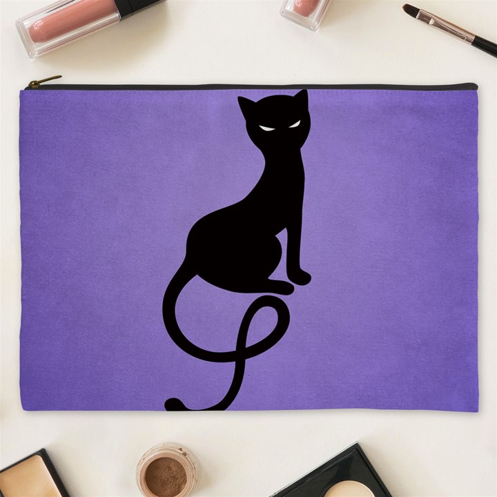 Purple Gracious Evil Black Cat Cosmetic Bag (XXXL)