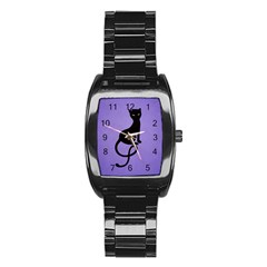 Purple Gracious Evil Black Cat Stainless Steel Barrel Watch