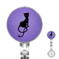 Purple Gracious Evil Black Cat Stainless Steel Nurses Watch by CreaturesStore