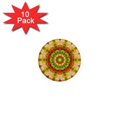 Red Green Apples Mandala 1  Mini Button (10 Pack)