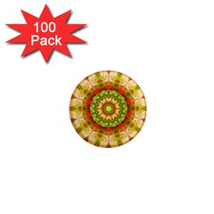 Red Green Apples Mandala 1  Mini Button Magnet (100 Pack)