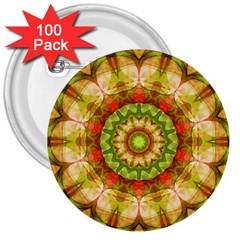 Red Green Apples Mandala 3  Button (100 Pack)