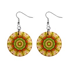 Red Green Apples Mandala Mini Button Earrings