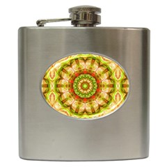 Red Green Apples Mandala Hip Flask