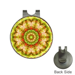 Red Green Apples Mandala Hat Clip With Golf Ball Marker