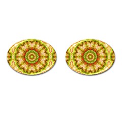 Red Green Apples Mandala Cufflinks (oval)