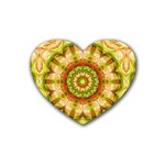 Red Green Apples Mandala Drink Coasters 4 Pack (Heart)  Front