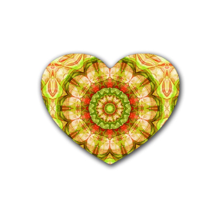 Red Green Apples Mandala Drink Coasters 4 Pack (Heart) 