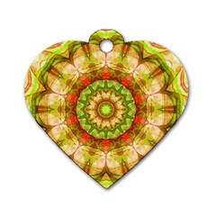 Red Green Apples Mandala Dog Tag Heart (two Sided)