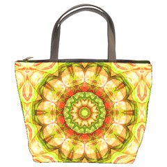 Red Green Apples Mandala Bucket Handbag