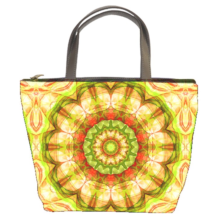 Red Green Apples Mandala Bucket Handbag