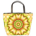 Red Green Apples Mandala Bucket Handbag Back