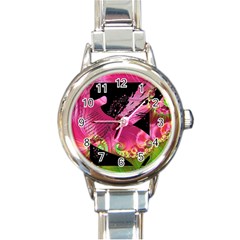 Elegant Writer Round Italian Charm Watch