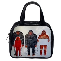 1 Neanderthal & 3 Big Foot,on White, Classic Handbag (one Side) by creationtruth