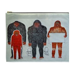 1 Neanderthal & 3 Big Foot,on White, Cosmetic Bag (xl) by creationtruth