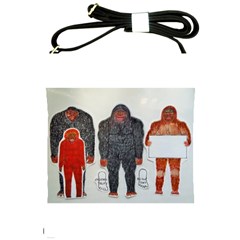 1 Neanderthal & 3 Big Foot,on White, Shoulder Sling Bag by creationtruth