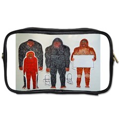 1 Neanderthal & 3 Big Foot,on White, Travel Toiletry Bag (one Side) by creationtruth