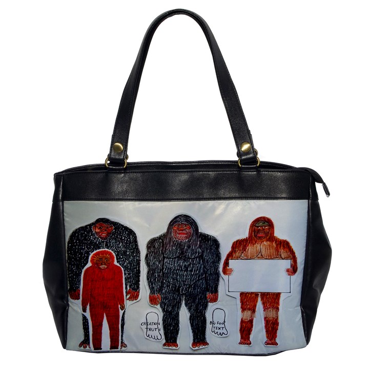 1 Neanderthal & 3 Big Foot,on White, Oversize Office Handbag (One Side)