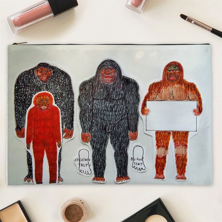 1 Neanderthal & 3 Big Foot,on White, Cosmetic Bag (XXL)