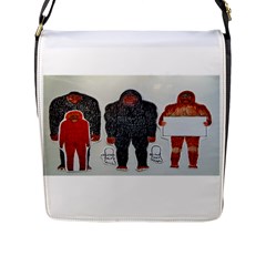 1 Neanderthal & 3 Big Foot,on White, Flap Closure Messenger Bag (large) by creationtruth