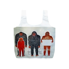 1 Neanderthal & 3 Big Foot,on White, Reusable Bag (s) by creationtruth