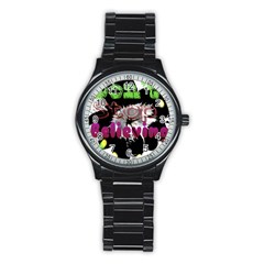 Don t Stop Believing Sport Metal Watch (black) by SharoleneCollection