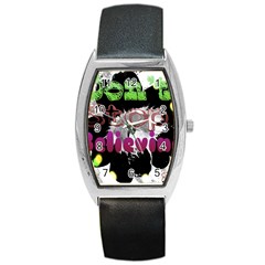 Don t Stop Believing Tonneau Leather Watch by SharoleneCollection