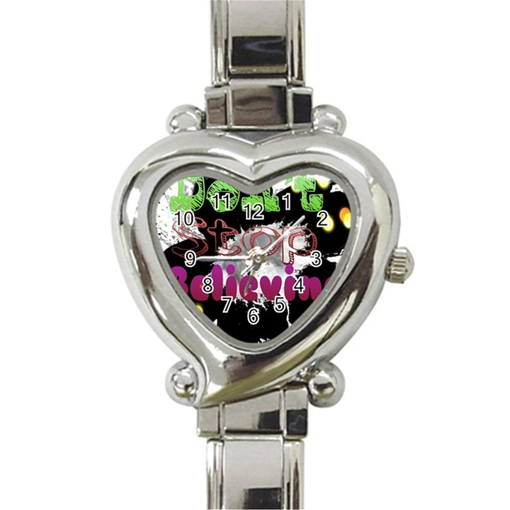 Don t Stop Believing Heart Italian Charm Watch 