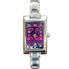 Beautiful Day Just Smile Rectangular Italian Charm Watch