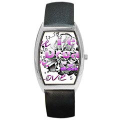 Live Peace Dream Hope Smile Love Tonneau Leather Watch