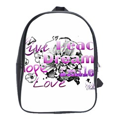 Live Peace Dream Hope Smile Love School Bag (large)