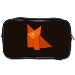 Dark Cute Origami Fox Travel Toiletry Bag (one Side)