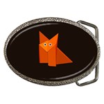 Cute Origami Fox Belt Buckle (Oval) Front