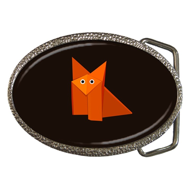 Cute Origami Fox Belt Buckle (Oval)